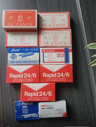 Grapadora Metálica Vintage + Cajas Grapas
