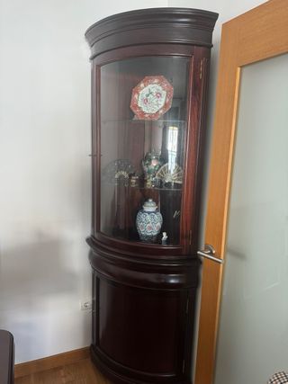 Vitrina Esquinera Madera y Cristal de caoba