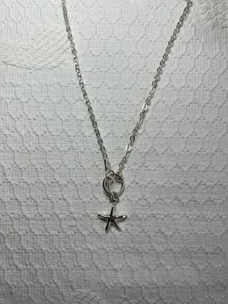 Collar plateado Con colgante estrella De mar...