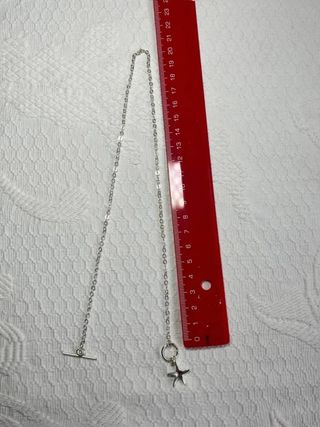 Collar plateado Con colgante estrella De mar...