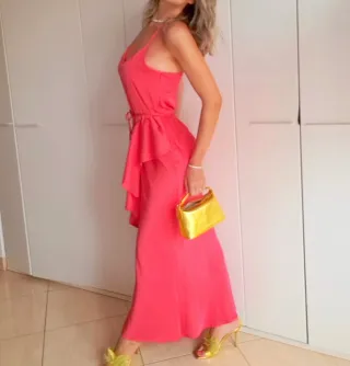 Abito lungo elegante corallo