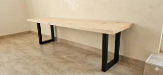 Banco artesanal madera y forja