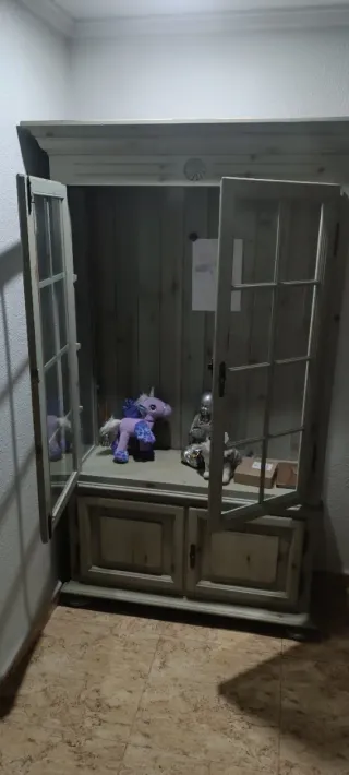 Mueble recibidor madera y cristal