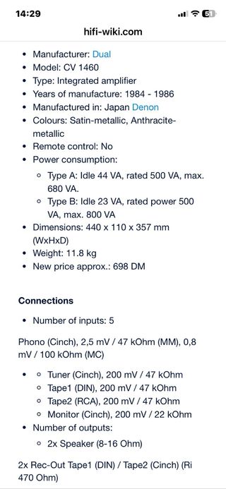 Amplificador DUAL CV 1460 Plata