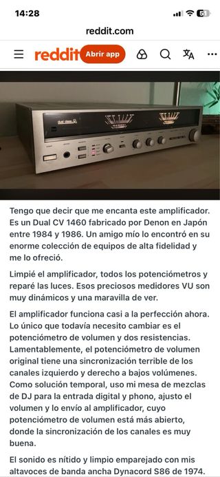 Amplificador DUAL CV 1460 Plata