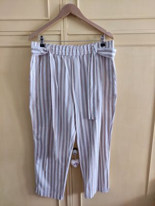 Pantalón rayas beige y marrón