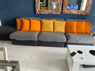 Sofá modular gris 270x92x80 Incluye Chaise longue