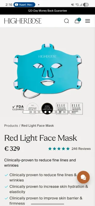 Mascarilla Facial LED HigherDOSE