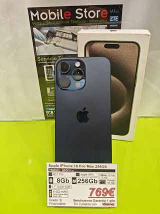 Apple iPhone 15 Pro Max 256 GB blu