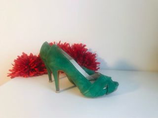 Zapatos Zara Peep-toe Verdes