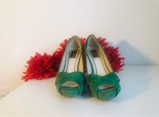 Zapatos Zara Peep-toe Verdes