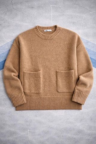 Jersey/Suéter ZARA de punto grueso camel/taupe...