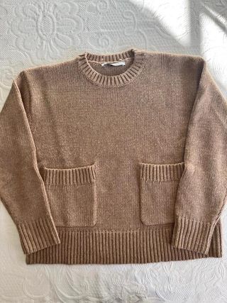 Jersey/Suéter ZARA de punto grueso camel/taupe...