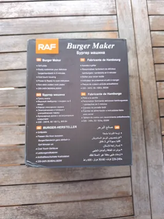 RAF Burger Maker 600W, hamburguesas