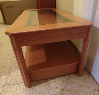 Mesa de centro elevable madera y cristal