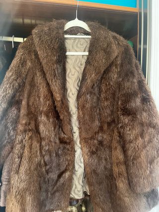 Abrigo vintage de piel marrón