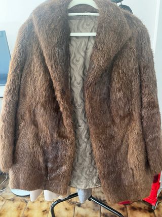 Abrigo vintage de piel marrón