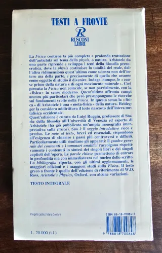 Aristotele - Fisica - testo greco a fronte