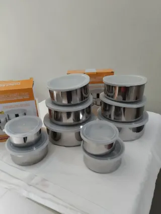 Set 10 Contenitori Acciaio Inox Coperchio