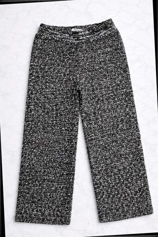 Pantalón de punto mango bouclé Jaspeado blanco...