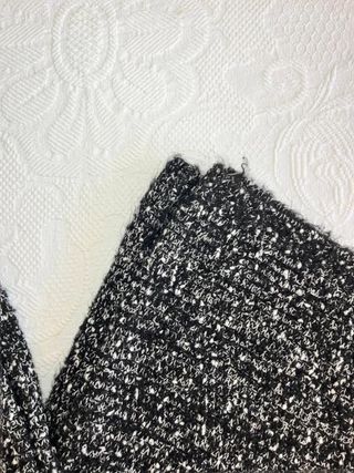 Pantalón de punto mango bouclé Jaspeado blanco...