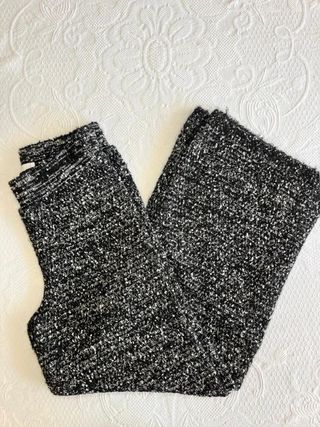 Pantalón de punto mango bouclé Jaspeado blanco...