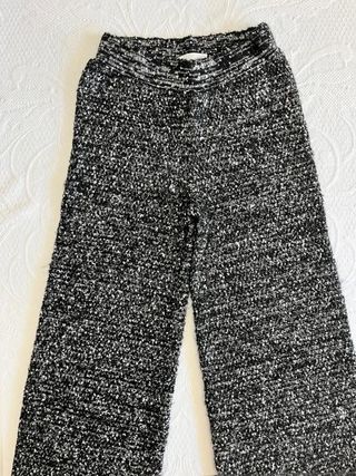 Pantalón de punto mango bouclé Jaspeado blanco...