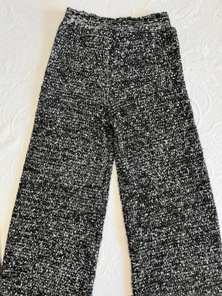 Pantalón de punto mango bouclé Jaspeado blanco...