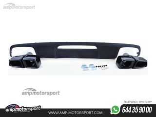 DIFUSOR TRASERO NEGRO MATE CON COLAS NEGRAS PARA MERCEDES CLS W218