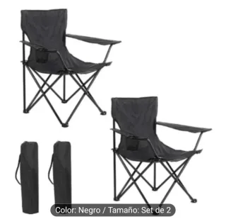 Set de 2 Sillas Plegables Negras