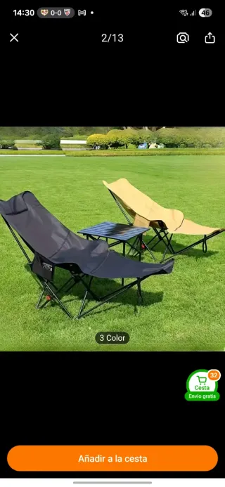 Tumbona plegable negra