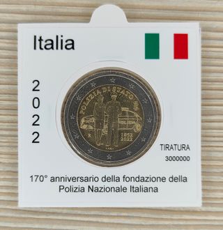 2 Euro Commemorativa Italia 2022 Polizia FDC