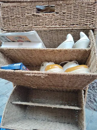 Zapatero de mimbre 2 cajones