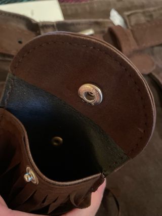 Porta monete da cintura scamosciato con frange