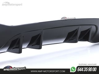 DIFUSOR TRASERO NEGRO BRILLO CON COLAS SIMPLES NEGRAS PARA MERCEDES CLASE A W177