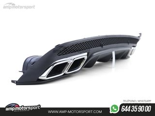DIFUSOR TRASERO CON COLAS DE ESCAPE CROMADAS MERCEDES CLASE C W205 LOOK C63 AMG