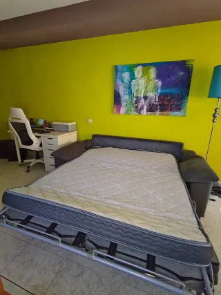 Sofá cama tela gris