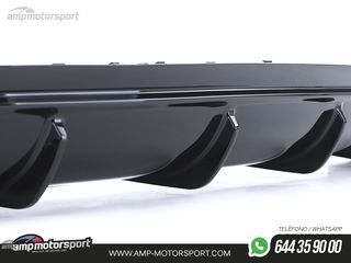 DIFUSOR TRASERO NEGRO BRILLO CON COLAS CROMO PARA MERCEDES CLA C117