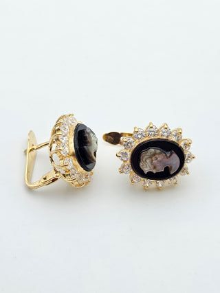 Pendientes de Oro 18K, Camafeo, 4,43gr, 1,5cm