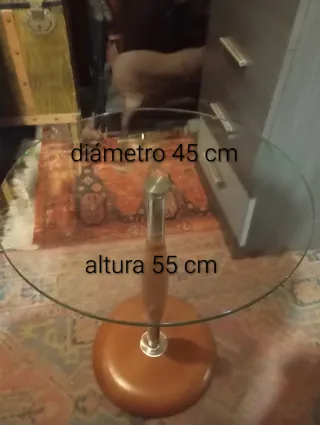 Mesilla auxiliar cristal y madera