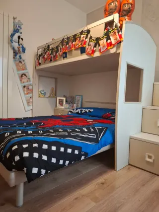 Cameretta letto soppalco con pedana contenitore