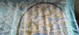 Gran foulard 20% seta verde acqua giallino celeste