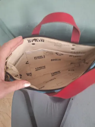 Lote:Bolso Daniel Chong azul y rosa + chanclas