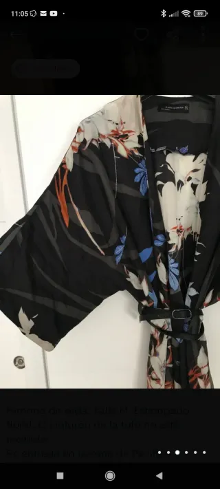 Kimono Zara Estampado Flores Talla M