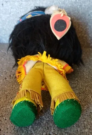 Pupazzo Bambola Indiano Panno Lenci vintage 40 cm