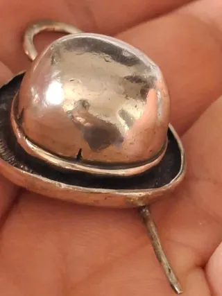 Spilla vintage bombetta argento 800