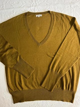 Jersey Punto Fino verde oliva / caqui Cuello...