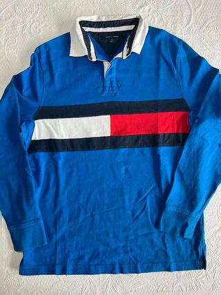 Tommy Hilfiger polo rugby manga larga Azul...