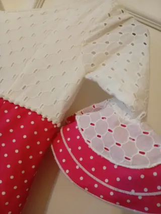 Traje de flamenca niña rojo y blanco