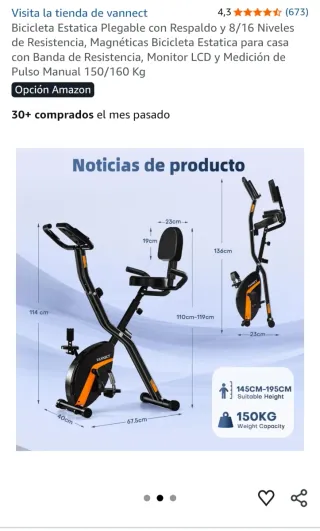 Bici Estática Plegable VANNECT 9177 NUEVA